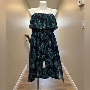 Shein Curve Woman’s Tropical Print Dress 3XL Black Green